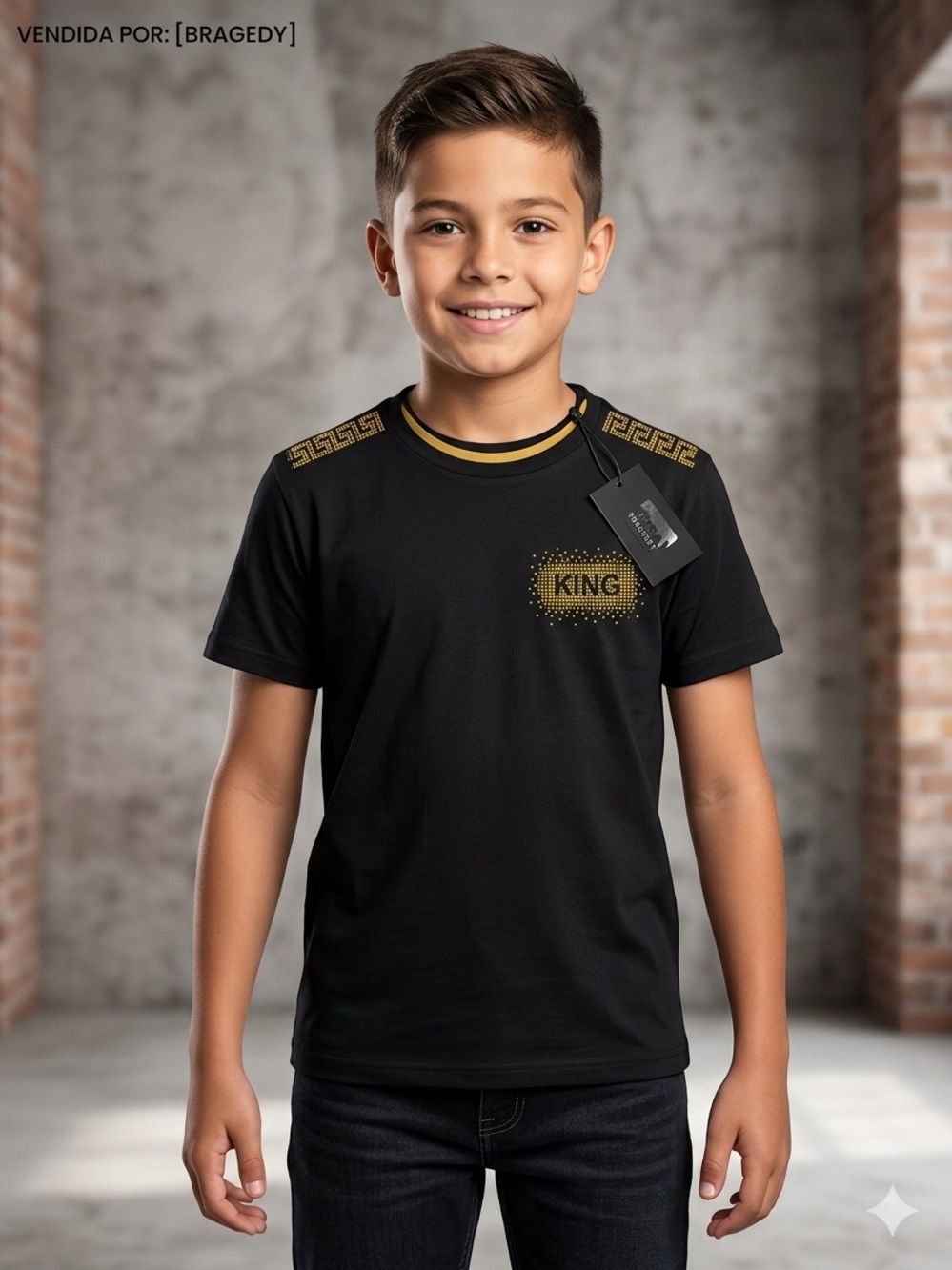 Triumph Black and Gold 'King' Short Sleeve Tee for Kids